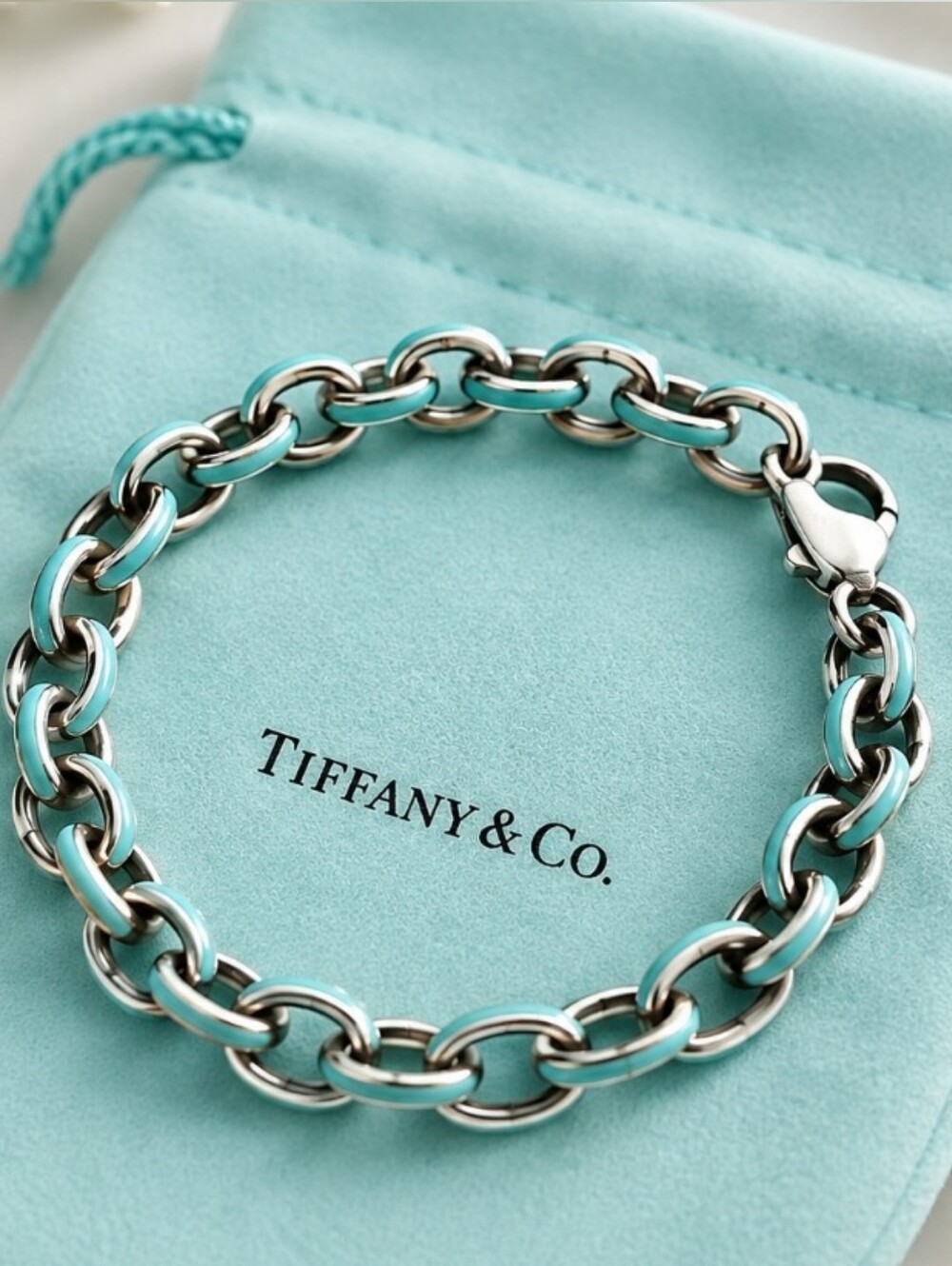 Tiffany Blue Enamel Silver Bracelet